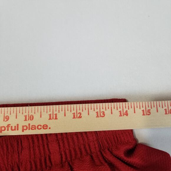 VTG Nike Basketball Shorts Mens Med Red Shiny Dazzle 9" Pockets Drawstring Y2K - Picture 7 of 12